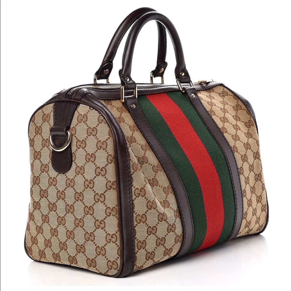 Gucci GG Canvas Vintage Medium Boston Bag